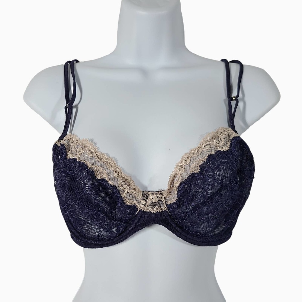 Andres Sarda Lace Bra Sheer Underwire Blue 36C
